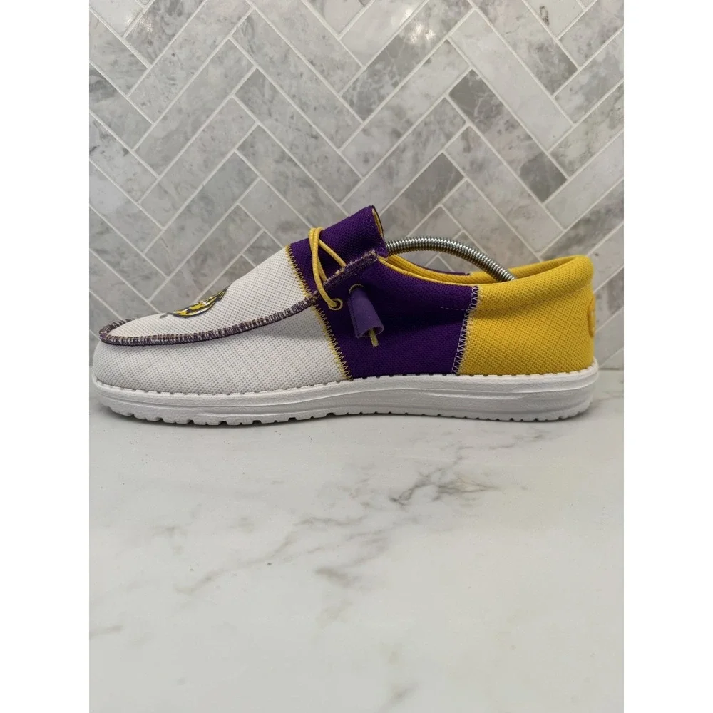 Hey Dude Wally Tri LSU Tigers Shoes Mens Size 13 Purple Gold Slip On Sneakers